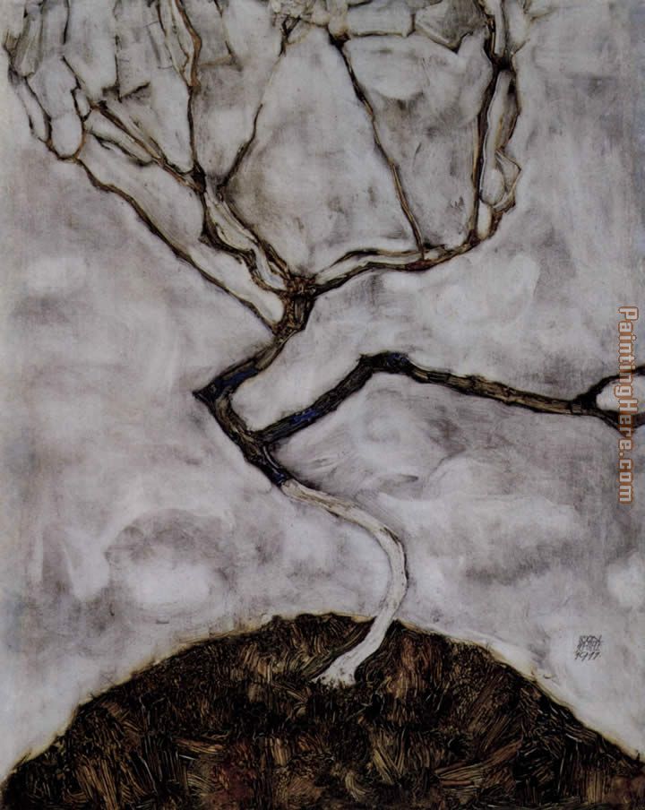 Small tree in late autumn painting - Egon Schiele Small tree in late autumn art painting